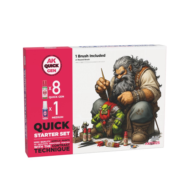 Ak Interactive Quick Gen - Quick Starter (Set 9 Refs + 1 Brush)
